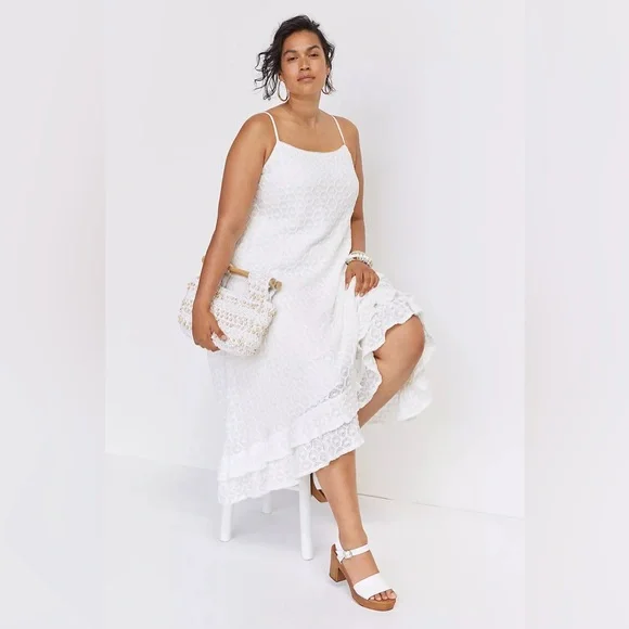 Anthropologie Ruffled Crochet Midi Dress - Picture 3 of 11